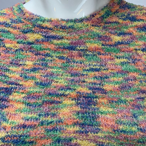 NWT $63 Pretty Garbage Fuzzy Plush Rainbow Short Sleeve Crop Sweater Top Small - Picture 5 of 8